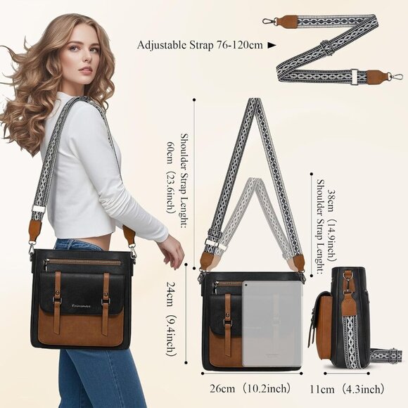 🆕 Women Brown Leather Crossbody Bag Waterproof Purses Lightweight Shoulder Bag - Picture 2 of 6